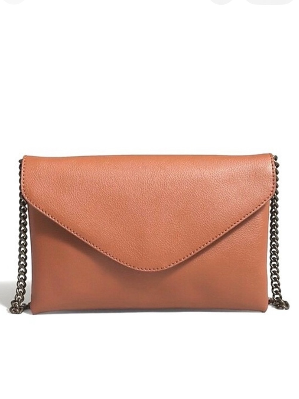 J.Crew Women’s Envelope Tan Pebbled Leather Chain Strap Shoulder Bag